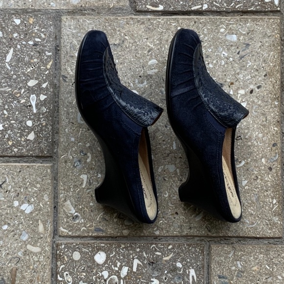 Softspots Shoes Dark Blue Leather Slide Mules Clogs Size 8N Narrow - Picture 4 of 8